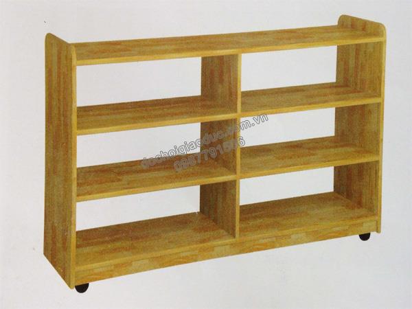 Giá đồ chơi học liệu 6 khoang gỗ tự nhiên