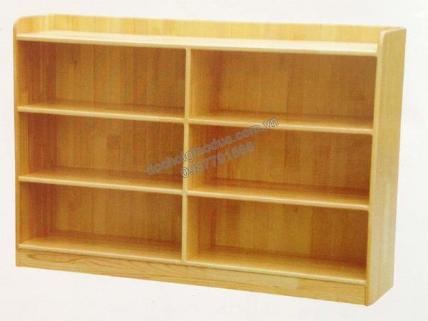 Giá đồ chơi học liệu 6 ô gỗ tự nhiên