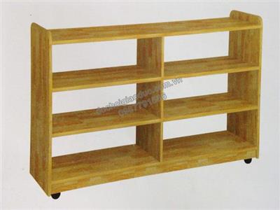 Giá đồ chơi học liệu 6 khoang gỗ tự nhiên