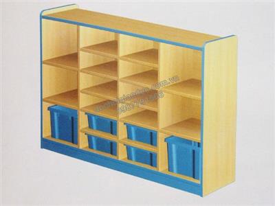Giá đồ chơi học liệu 18 ngăn gỗ tự nhiên