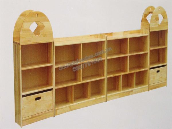 Bộ giá góc đồ chơi 4 khối 2 ngăn kéo gỗ tự nhiên