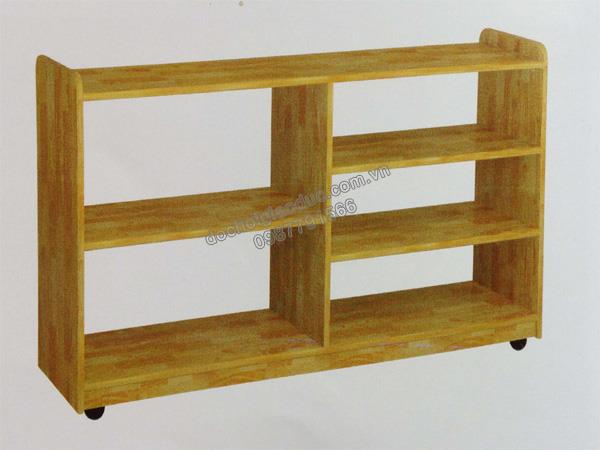Giá đồ chơi học liệu 5 khoang gỗ tự nhiên