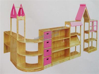 Bộ giá kệ đồ chơi mái nhà mẫu 4 gỗ tự nhiên