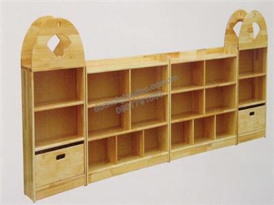 Bộ giá góc đồ chơi 4 khối 2 ngăn kéo gỗ tự nhiên